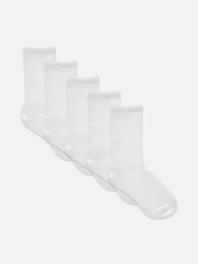Conjunto de 5 pares de meias curtas brancas