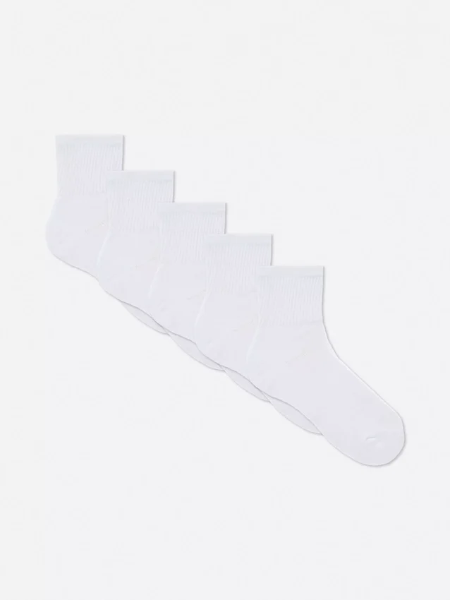 Conjunto de 5 pares de meias curtas com nervuras