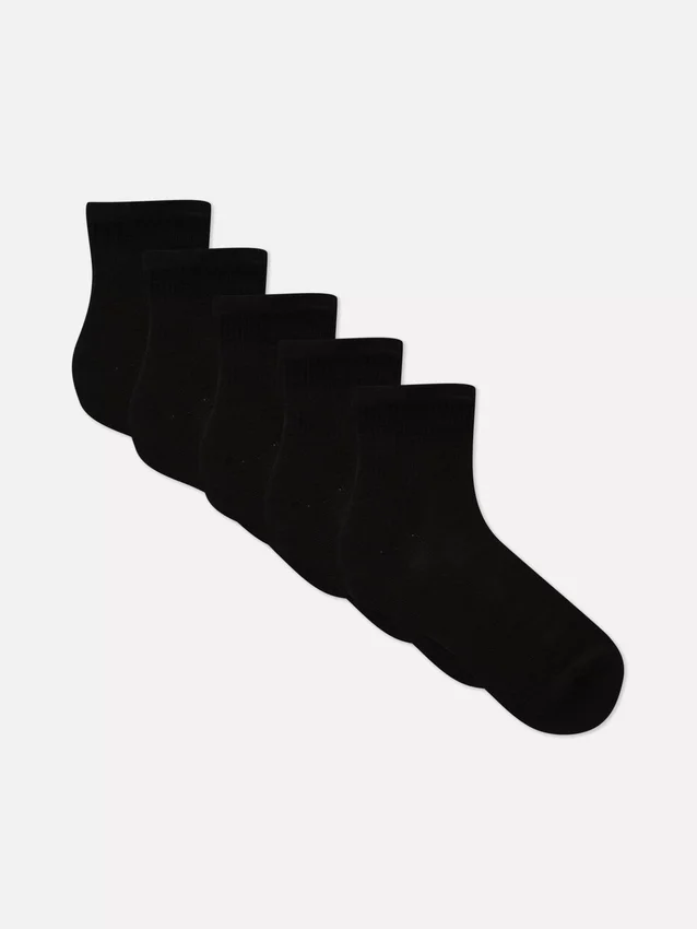 Conjunto de 5 pares de meias curtas com nervuras