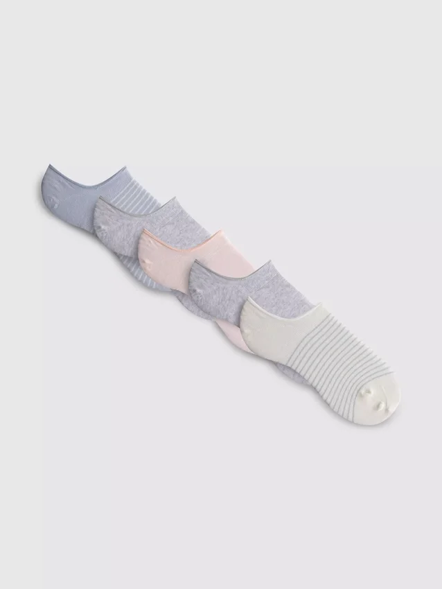 Conjunto de 5 pares de meias curtas de algodão invisíveis