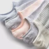 Conjunto de 5 pares de meias curtas de algodão invisíveis