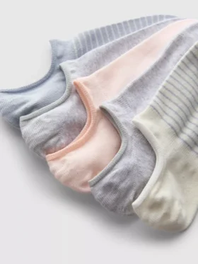 Conjunto de 5 pares de meias curtas de algodão invisíveis