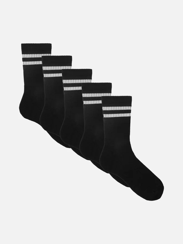 Conjunto de 5 pares de meias curtas às riscas