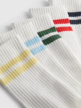 Conjunto de 5 pares de meias curtas às riscas