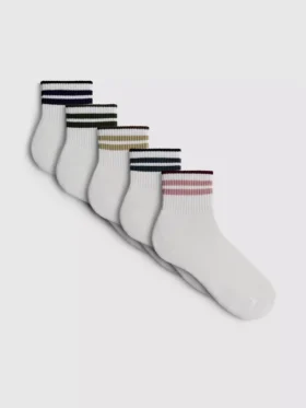 Conjunto de 5 pares de meias curtas às riscas coloridas
