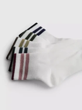 Conjunto de 5 pares de meias curtas às riscas coloridas
