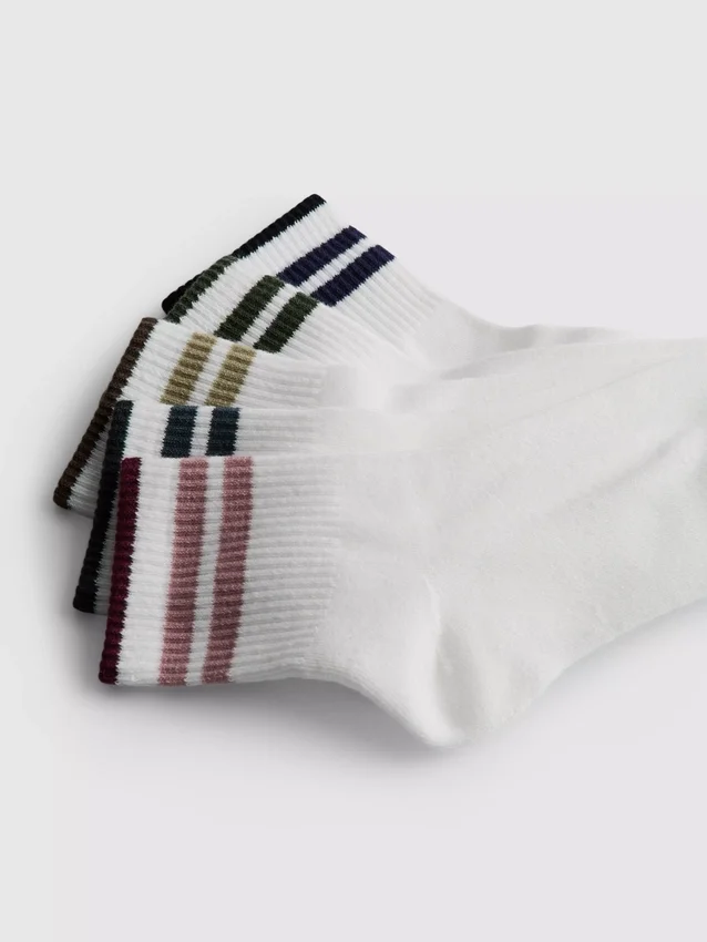 Conjunto de 5 pares de meias curtas às riscas coloridas