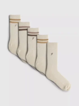 Conjunto de 5 pares de meias desportivas com cano canelado