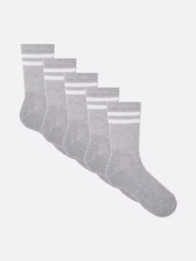 Conjunto de 5 pares de meias desportivas às riscas