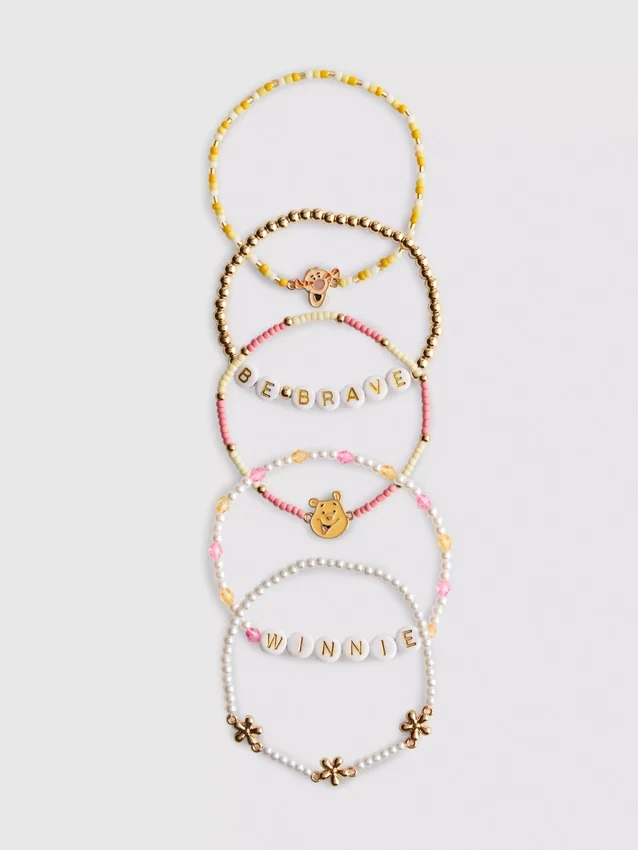 Conjunto de 5 pulseiras com pingentes de contas do Winnie the Pooh da Disney