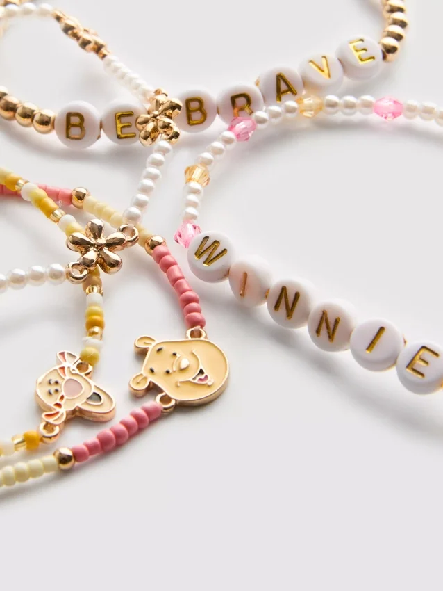 Conjunto de 5 pulseiras com pingentes de contas do Winnie the Pooh da Disney