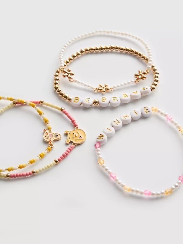 Conjunto de 5 pulseiras com pingentes de contas do Winnie the Pooh da Disney