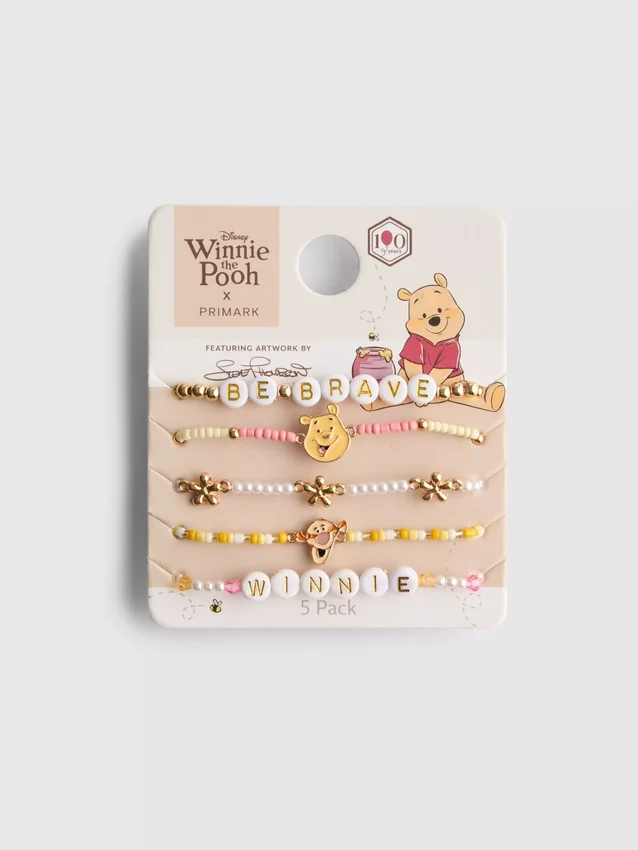Conjunto de 5 pulseiras com pingentes de contas do Winnie the Pooh da Disney