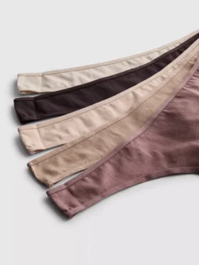 Conjunto de 5 tangas de algodão em tons neutros