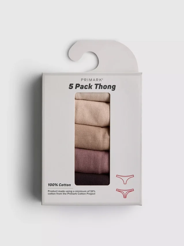 Conjunto de 5 tangas de algodão em tons neutros
