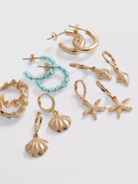 Conjunto de 6 brincos inspirados no mar
