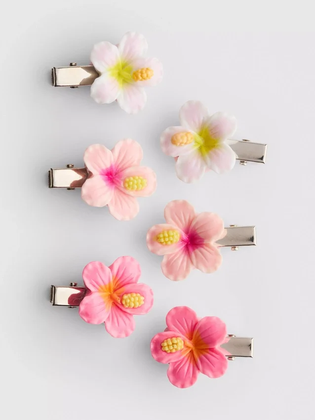 Conjunto de 6 ganchos de cabelo com motivos florais