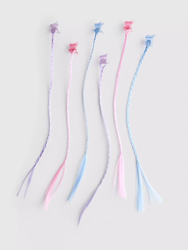 Conjunto de 6 ganchos de cabelo com tranças em forma de borboleta