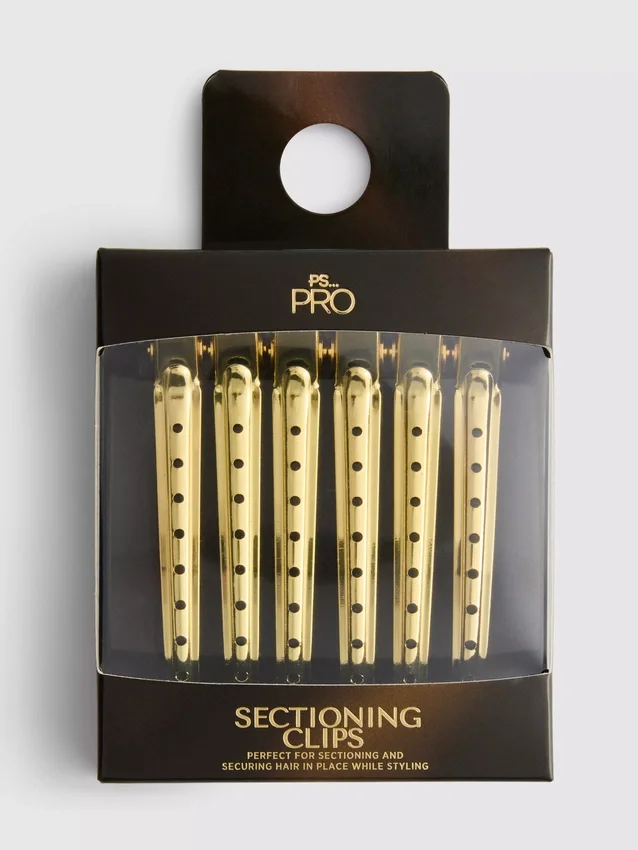 Conjunto de 6 ganchos de cabelo metálicos «PS Pro» para separar mechas
