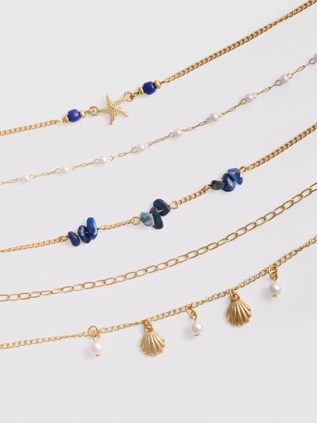 Conjunto de 6 gargantilhas com motivos marinhos