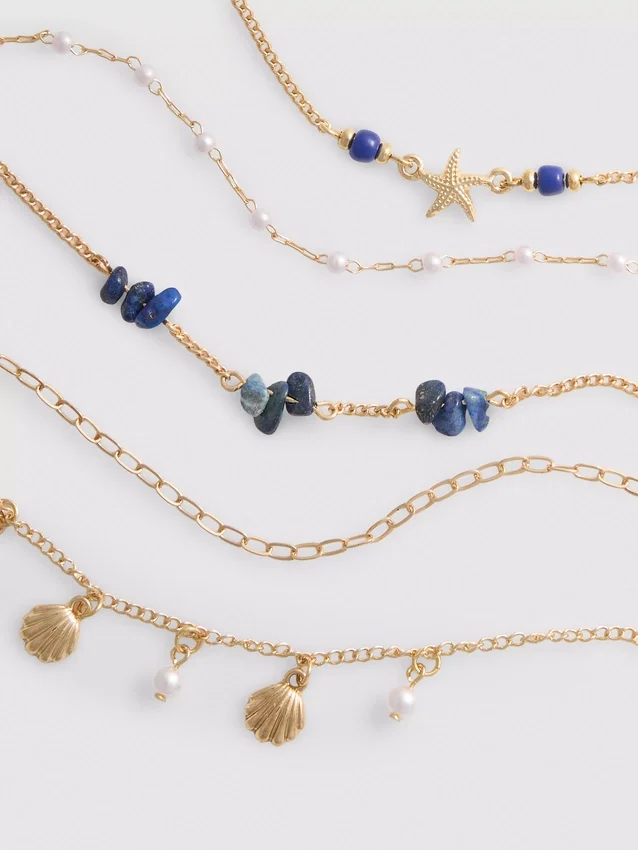Conjunto de 6 gargantilhas com motivos marinhos