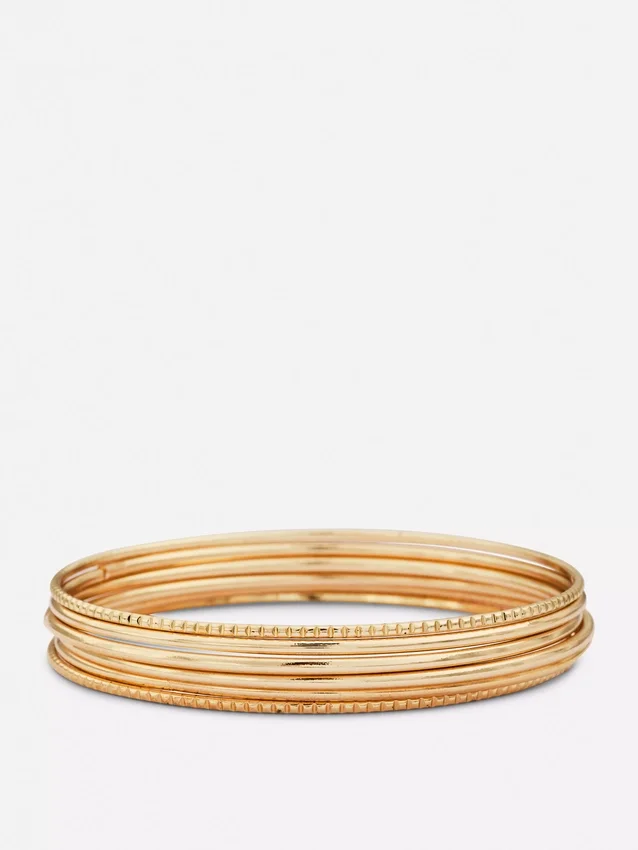 Conjunto de 6 pulseiras de metal polido