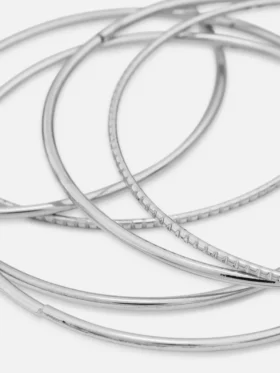 Conjunto de 6 pulseiras de metal polido