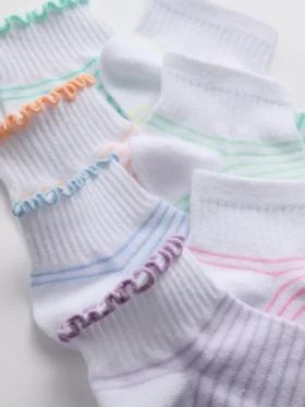 Conjunto de 7 meias curtas com riscas multicoloridas