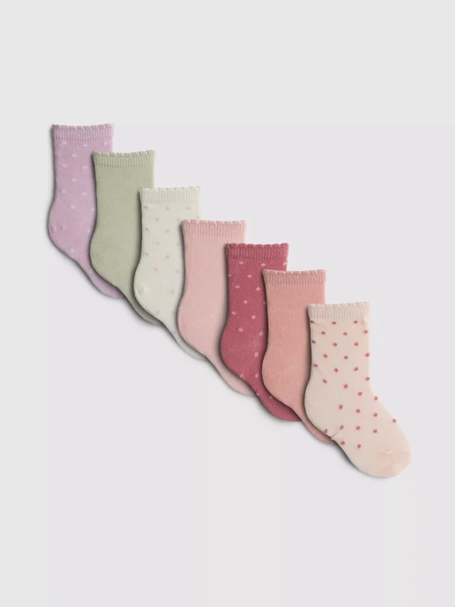 Conjunto de 7 pares de meias com padrões