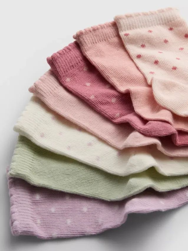 Conjunto de 7 pares de meias com padrões