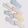 Conjunto de 7 pares de meias curtas com padrões de frutas