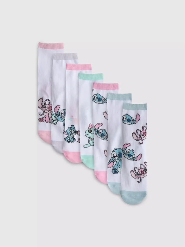 Conjunto de 7 pares de meias curtas da Disney com o Stitch