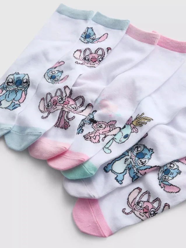 Conjunto de 7 pares de meias curtas da Disney com o Stitch