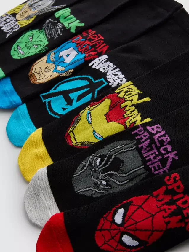 Conjunto de 7 pares de meias curtas da Marvel