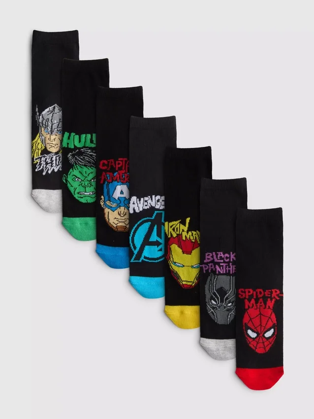 Conjunto de 7 pares de meias curtas da Marvel