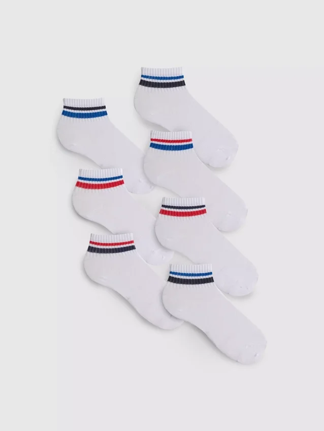 Conjunto de 7 pares de meias curtas às riscas