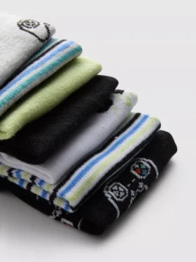 Conjunto de 7 pares de meias de sapatilhas com motivos gráficos para jogos