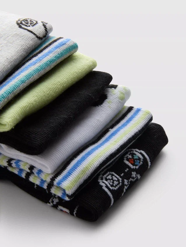 Conjunto de 7 pares de meias de sapatilhas com motivos gráficos para jogos