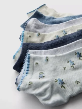Conjunto de 7 pares de meias de sapatilhas com padrão delicado