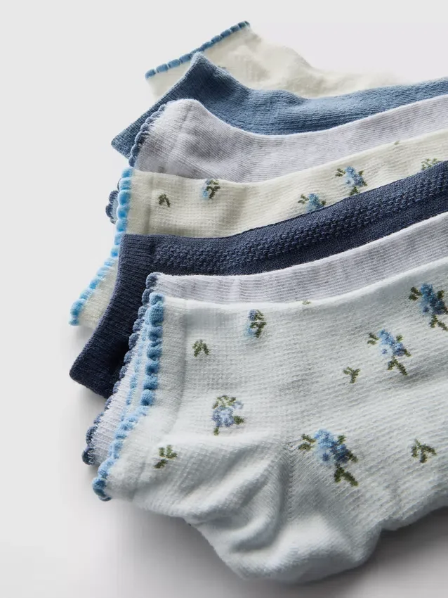 Conjunto de 7 pares de meias de sapatilhas com padrão delicado