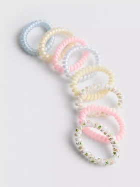 Conjunto de 8 elásticos de cabelo em espiral