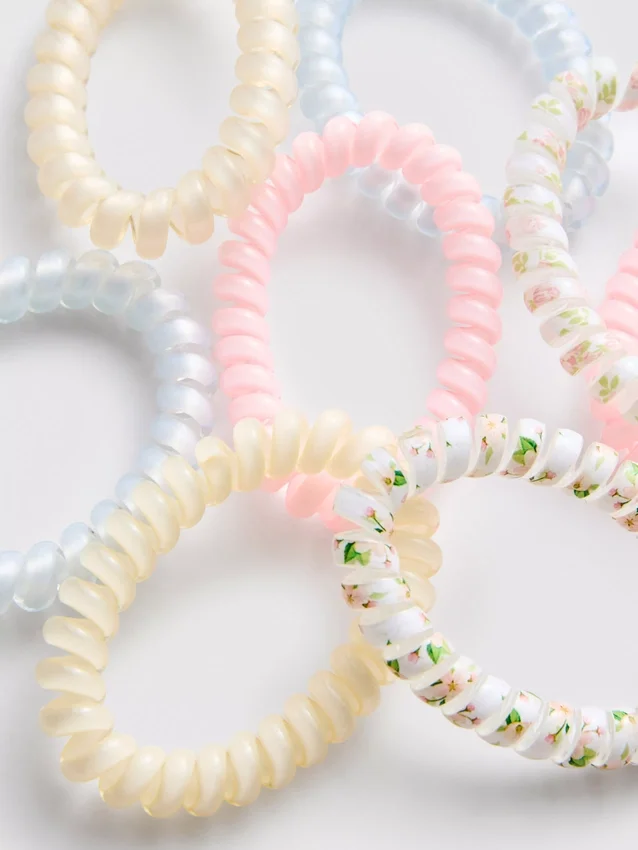Conjunto de 8 elásticos de cabelo em espiral