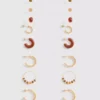 Conjunto de 9 brincos de pressão e argolas