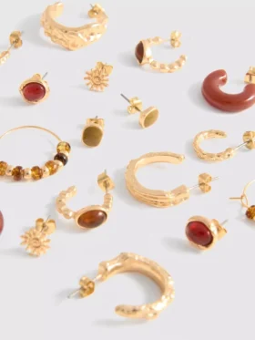 Conjunto de 9 brincos de pressão e argolas