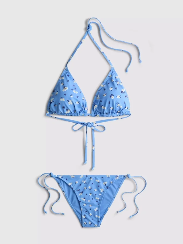 Conjunto de biquíni triangular com laços nas laterais