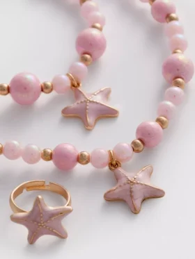Conjunto de joias de 3 peças com pingentes em forma de estrela-do-mar