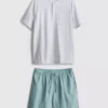Conjunto de pijama curto com textura