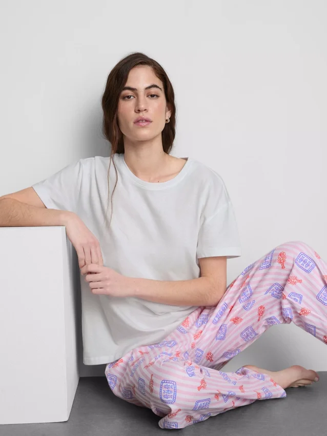 Conjunto de pijama de algodão estampado