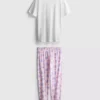 Conjunto de pijama de algodão estampado
