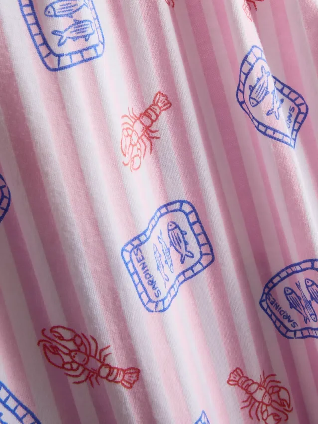 Conjunto de pijama de algodão estampado